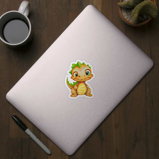 Cute Golden-green Baby Dinosaur by KOTOdesign